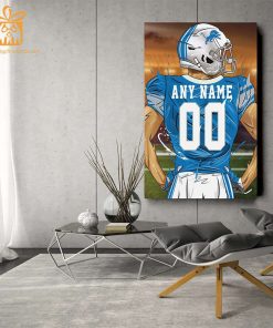 Personalized Detroit Lions Jersey Poster Wall Art – Custom NFL Name and Number Jerseys – Perfect Gift for Any Fan