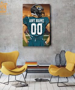 Personalized Jacksonville Jaguars Jersey Poster Wall Art – Custom NFL Name and Number Jerseys – Perfect Gift for Any Fan