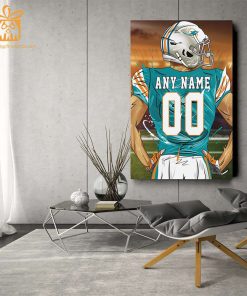 Personalized Miami Dolphins Jersey Poster Wall Art – Custom NFL Name and Number Jerseys – Perfect Gift for Any Fan