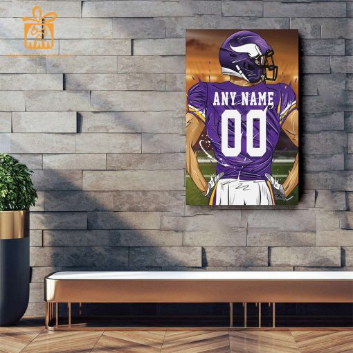 Personalized Minnesota Vikings Jersey Poster Wall Art – Custom NFL Name and Number Jerseys – Perfect Gift for Any Fan
