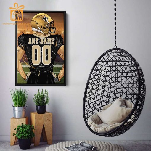 Personalized New Orleans Saints Jersey Poster Wall Art – Custom NFL Name and Number Jerseys – Perfect Gift for Any Fan