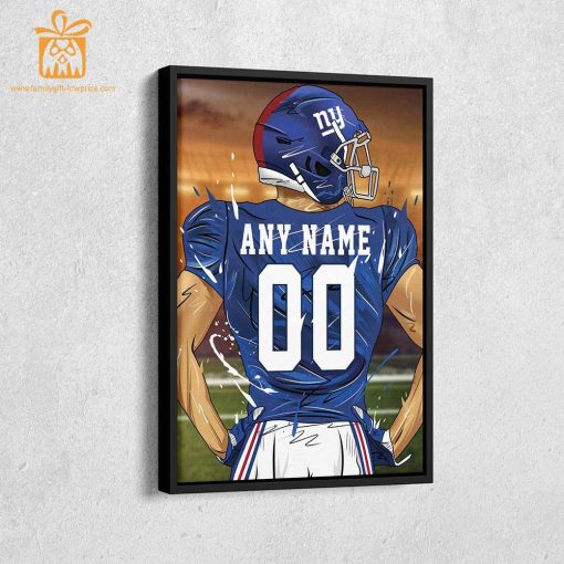 Personalized New York Giants Jersey Poster Wall Art – Custom NFL Name and Number Jerseys – Perfect Gift for Any Fan