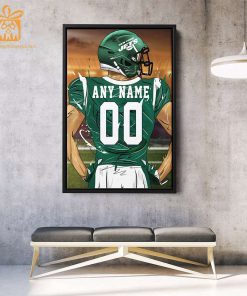 Personalized New York Jets Jersey Poster Wall Art - Custom NFL Name and Number Jerseys - Perfect Gift for Any Fan