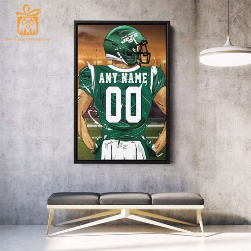 Personalized New York Jets Jersey Poster Wall Art – Custom NFL Name and Number Jerseys – Perfect Gift for Any Fan