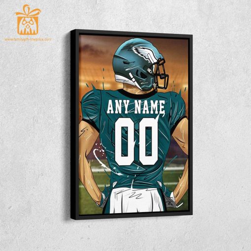 Personalized Philadelphia Eagles Jersey Poster Wall Art – Custom NFL Name and Number Jerseys – Perfect Gift for Any Fan