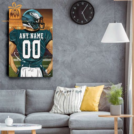 Personalized Philadelphia Eagles Jersey Poster Wall Art – Custom NFL Name and Number Jerseys – Perfect Gift for Any Fan