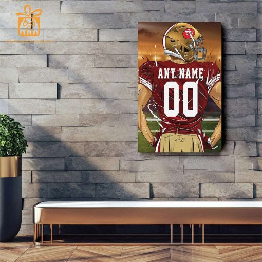 Personalized San Francisco 49ers Jersey Poster Wall Art – Custom NFL Name and Number Jerseys – Perfect Gift for Any Fan