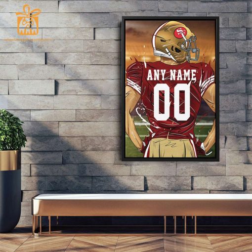 Personalized San Francisco 49ers Jersey Poster Wall Art – Custom NFL Name and Number Jerseys – Perfect Gift for Any Fan