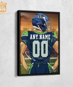 Personalized Seattle Seahawks Jersey Poster Wall Art – Custom NFL Name and Number Jerseys – Perfect Gift for Any Fan