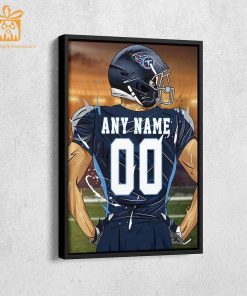 Personalized Tennessee Titans Jersey Poster Wall Art - Custom NFL Name and Number Jerseys - Perfect Gift for Any Fan