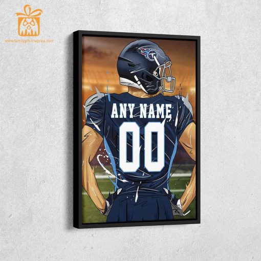 Personalized Tennessee Titans Jersey Poster Wall Art – Custom NFL Name and Number Jerseys – Perfect Gift for Any Fan