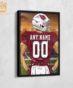 Personalized Arizona Cardinals Jersey Jersey Poster Wall Art - Custom NFL Name and Number Jerseys - Perfect Gift for Any Fan