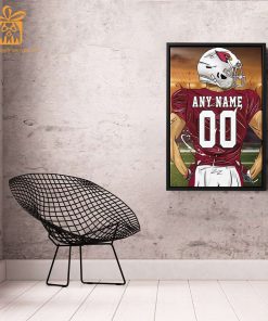 Personalized Arizona Cardinals Jersey Jersey Poster Wall Art - Custom NFL Name and Number Jerseys - Perfect Gift for Any Fan