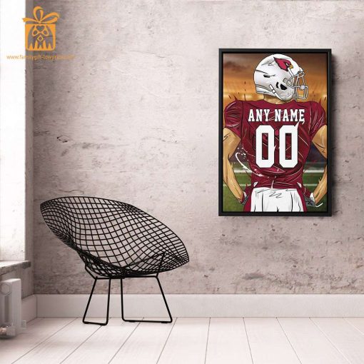 Personalized Arizona Cardinals Jersey Poster Wall Art – Custom NFL Name and Number Jerseys – Perfect Gift for Any Fan