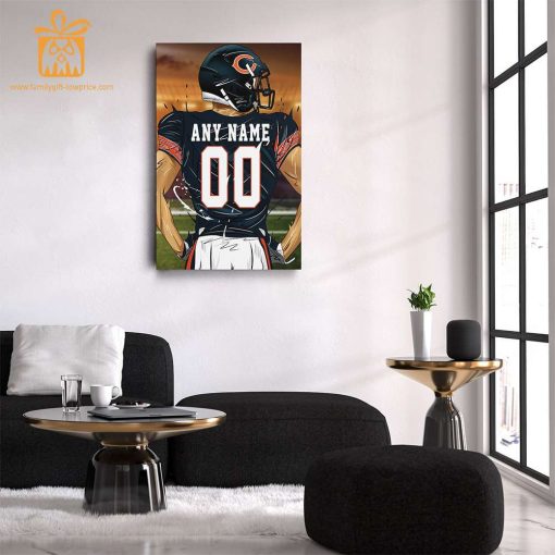 Personalized Chicago Bears Jersey Poster Wall Art – Custom NFL Name and Number Jerseys – Perfect Gift for Any Fan