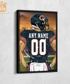 Personalized Chicago Bears Jersey Poster Wall Art - Custom NFL Name and Number Jerseys - Perfect Gift for Any Fan