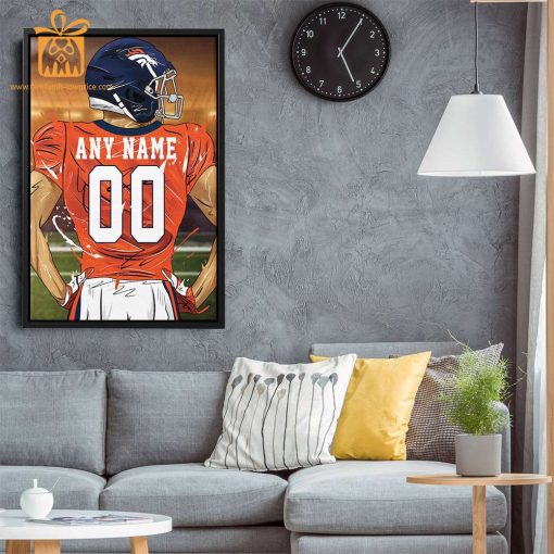 Personalized Denver Broncos Jersey Poster Wall Art – Custom NFL Name and Number Jerseys – Perfect Gift for Any Fan