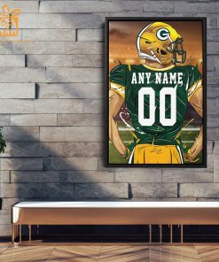 Personalized Green Bay Packers Jersey Poster Wall Art - Custom NFL Name and Number Jerseys - Perfect Gift for Any Fan