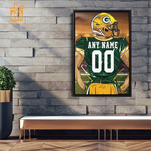 Personalized Green Bay Packers Jersey Poster Wall Art – Custom NFL Name and Number Jerseys – Perfect Gift for Any Fan