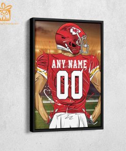 Personalized Kansas City Chiefs Jersey Poster Wall Art - Custom NFL Name and Number Jerseys - Perfect Gift for Any Fan