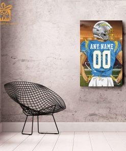 Personalized Los Angeles Chargers Jersey Poster Wall Art – Custom NFL Name and Number Jerseys – Perfect Gift for Any Fan