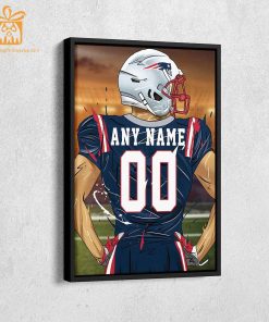 Personalized New England Patriots Jersey Poster Wall Art – Custom NFL Name and Number Jerseys – Perfect Gift for Any Fan