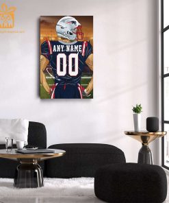 Personalized New England Patriots Jersey Poster Wall Art - Custom NFL Name and Number Jerseys - Perfect Gift for Any Fan