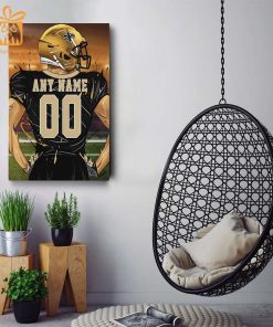Personalized New Orleans Saints Jersey Poster Wall Art - Custom NFL Name and Number Jerseys - Perfect Gift for Any Fan