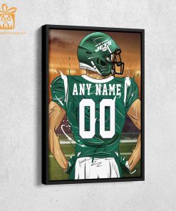 Personalized New York Jets Jersey Poster Wall Art - Custom NFL Name and Number Jerseys - Perfect Gift for Any Fan