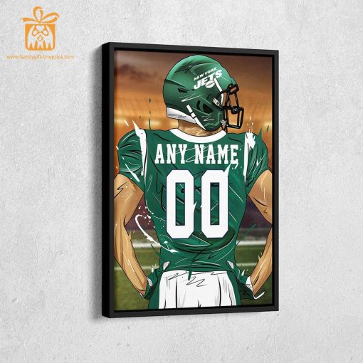 Personalized New York Jets Jersey Poster Wall Art – Custom NFL Name and Number Jerseys – Perfect Gift for Any Fan