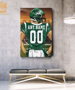Personalized New York Jets Jersey Poster Wall Art – Custom NFL Name and Number Jerseys – Perfect Gift for Any Fan