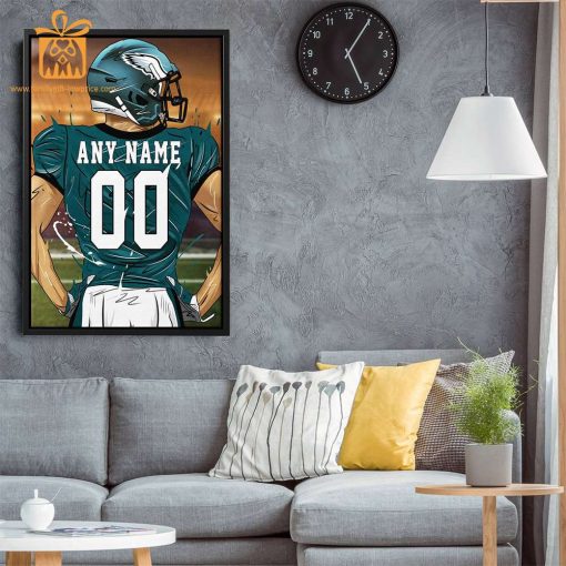 Personalized Philadelphia Eagles Jersey Poster Wall Art – Custom NFL Name and Number Jerseys – Perfect Gift for Any Fan