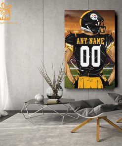 Personalized Pittsburgh Steelers Jersey Poster Wall Art - Custom NFL Name and Number Jerseys - Perfect Gift for Any Fan