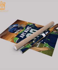 Personalized Seattle Seahawks Jersey Poster Wall Art - Custom NFL Name and Number Jerseys - Perfect Gift for Any Fan