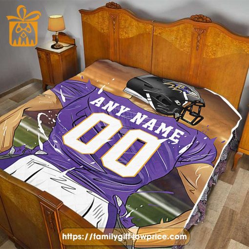 Baltimore Ravens Blanket – Personalized NFL Blanket with Custom Name & Number | Unique Fan Gift