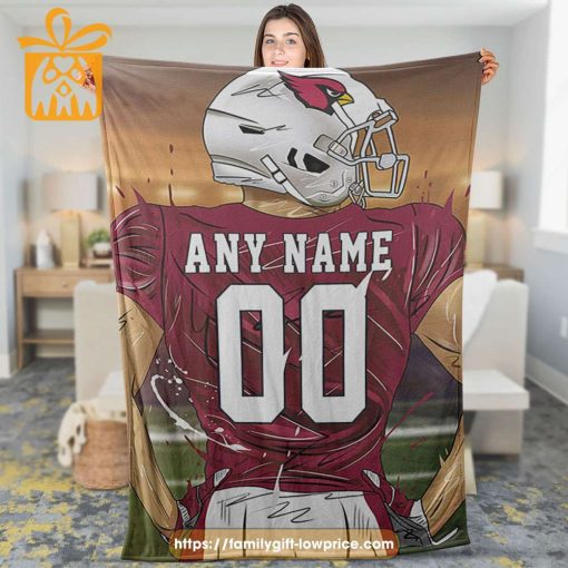 Personalized Arizona Cardinals Blanket – Custom Name & Number NFL Gift