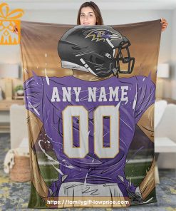 Baltimore Ravens Blanket - Personalized NFL Blanket with Custom Name & Number | Unique Fan Gift 2