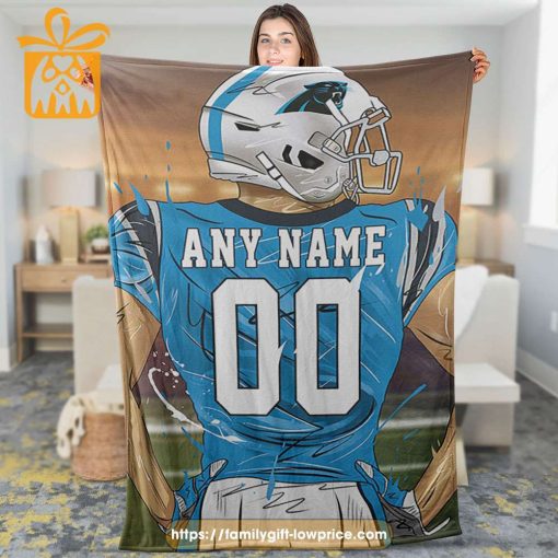 Carolina Panthers Blanket – Personalized NFL Blanket with Custom Name & Number | Unique Fan Gift