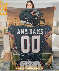 Chicago Bears Blanket - Personalized NFL Blanket with Custom Name & Number | Unique Fan Gift 1