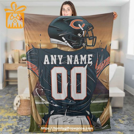 Chicago Bears Blanket – Personalized NFL Blanket with Custom Name & Number | Unique Fan Gift