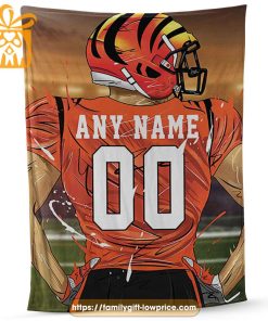 Cincinnati Bengals Blanket - Personalized NFL Blanket with Custom Name & Number | Unique Fan Gift 1