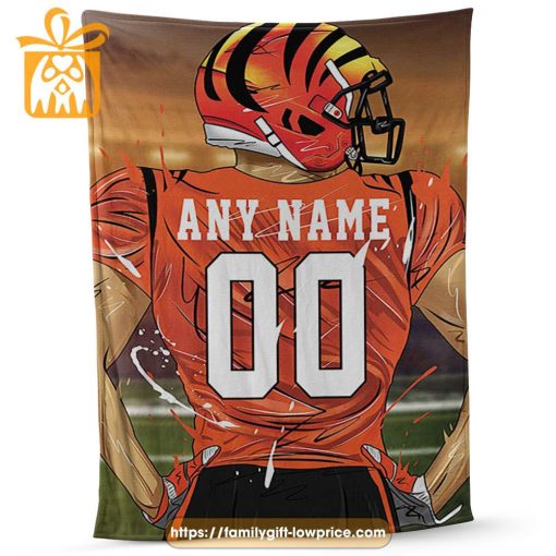 Cincinnati Bengals Blanket – Personalized NFL Blanket with Custom Name & Number | Unique Fan Gift