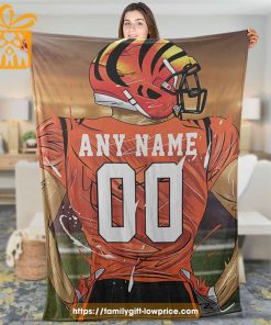 Cincinnati Bengals Blanket - Personalized NFL Blanket with Custom Name & Number | Unique Fan Gift 2