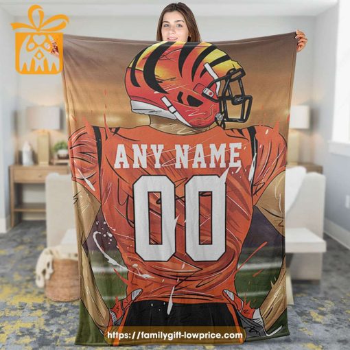 Cincinnati Bengals Blanket – Personalized NFL Blanket with Custom Name & Number | Unique Fan Gift