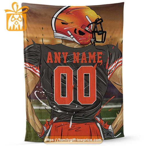 Cleveland Browns Blanket – Personalized NFL Blanket with Custom Name & Number | Unique Fan Gift