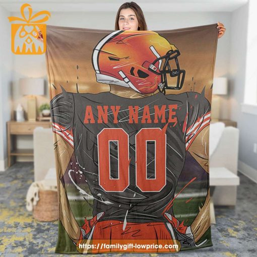 Cleveland Browns Blanket – Personalized NFL Blanket with Custom Name & Number | Unique Fan Gift