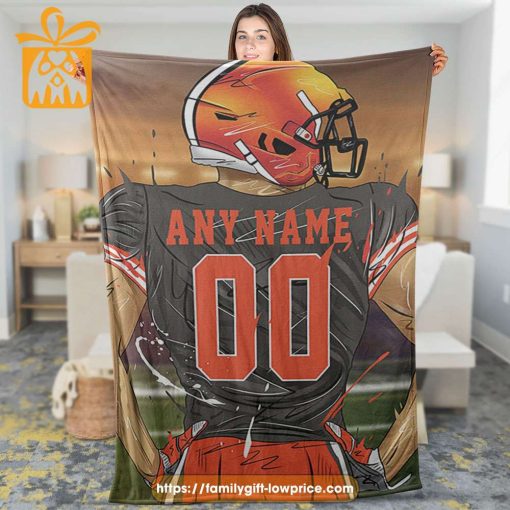 Personalized Cleveland Browns Blanket – Custom Name & Number NFL Gift