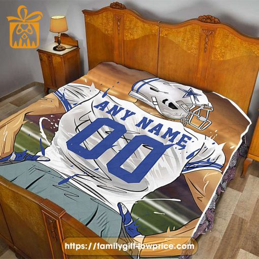 Custom Dallas Cowboys Blanket – Personalized NFL Blanket with Name & Number for Cowboys Fans