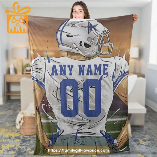 Custom Dallas Cowboys Blanket – Personalized NFL Blanket with Name & Number for Cowboys Fans