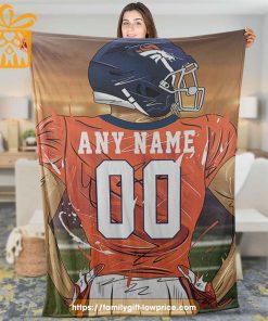 Custom Denver Broncos Blanket – Personalized NFL Jersey Blanket with Name & Number for Broncos fans 1